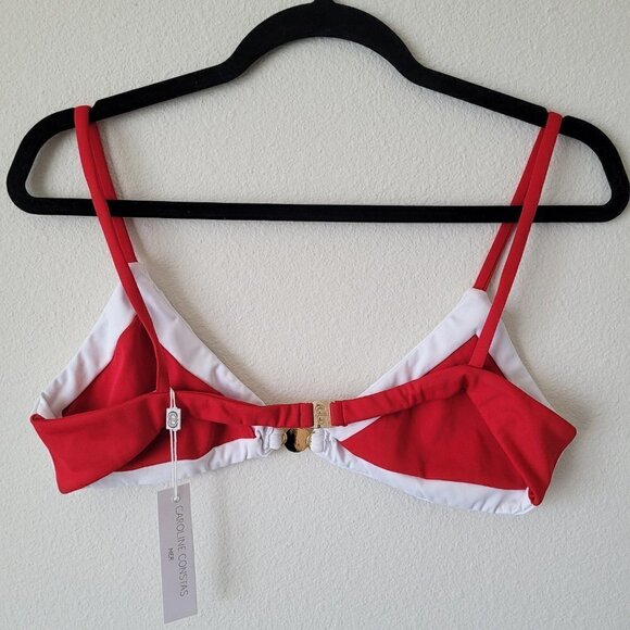 NWT Caroline Constas Masie Red & White Color Block Bikini Top - Picture 10 of 14